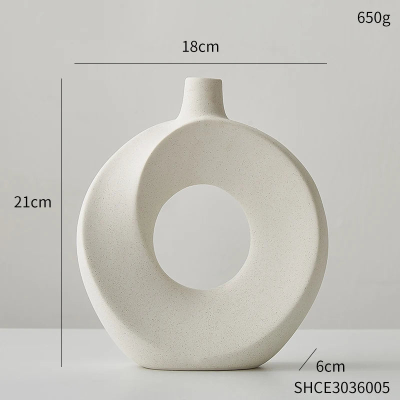 Ceramic Vase Nordic Style White Vase Light Luxury Flowerpot Modern Home Office Desktop Ornaments Living Room Decoration Home acacuss