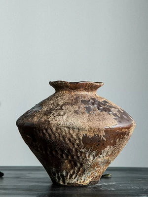 Ceramic active glaze surface rustic vase vintage vase zen decoration rough pottery pot handmade vintage porcelain vase acacuss