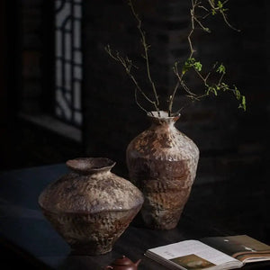 Ceramic active glaze surface rustic vase vintage vase zen decoration rough pottery pot handmade vintage porcelain vase acacuss