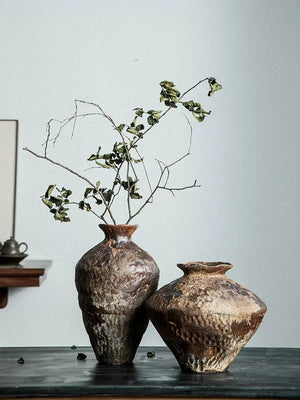 Ceramic active glaze surface rustic vase vintage vase zen decoration rough pottery pot handmade vintage porcelain vase acacuss