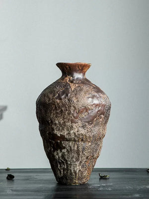 Ceramic active glaze surface rustic vase vintage vase zen decoration rough pottery pot handmade vintage porcelain vase acacuss