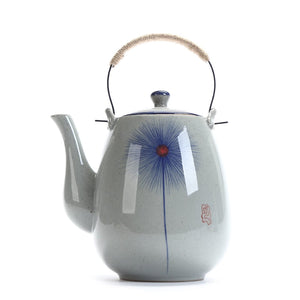 Ceramic big teapot hand-painted retro teapot cooler kettle iron handle lifting pot restaurant kettle household acacuss
