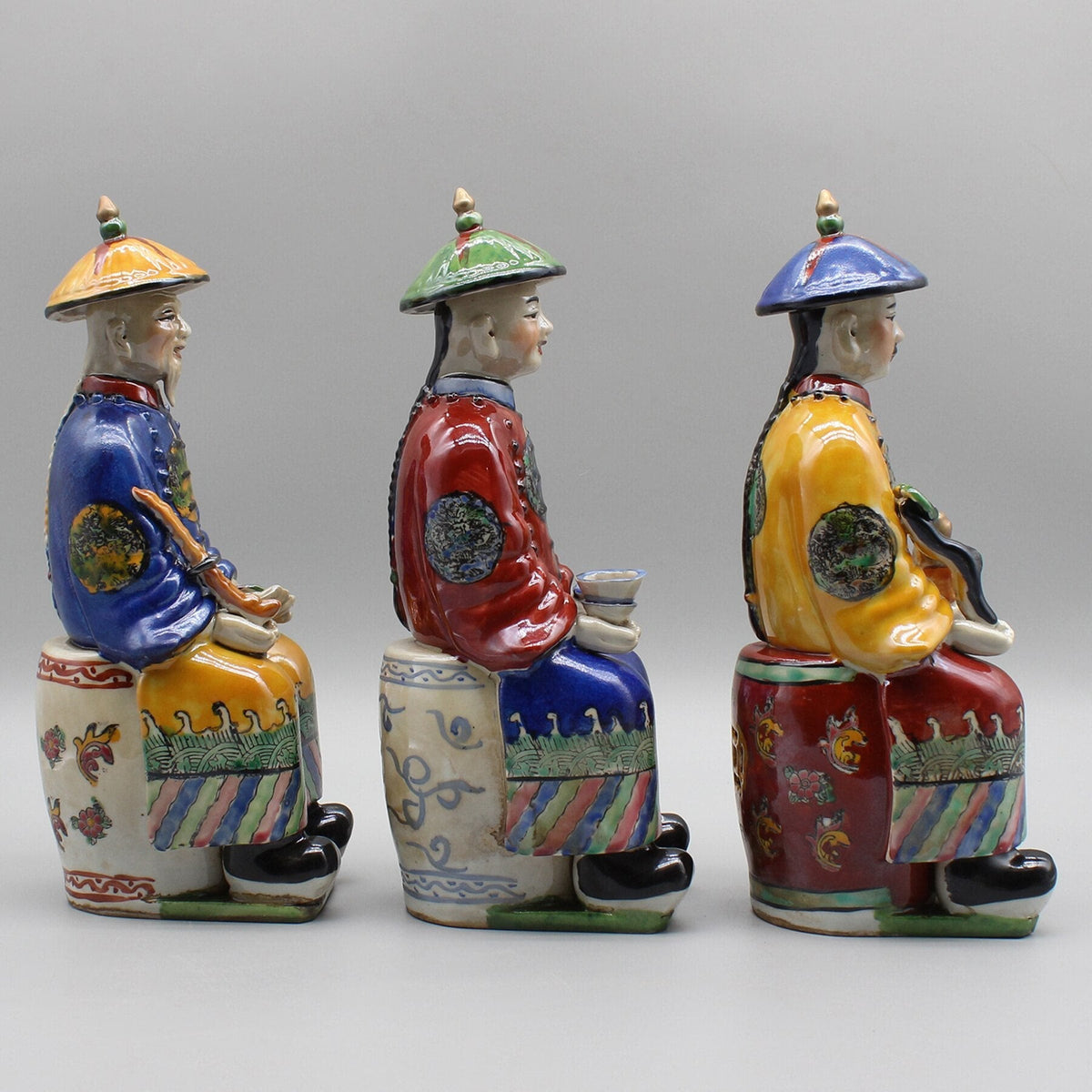 Ceramic chinese emperor statue, Hand painted ceramic figurine, Colorful porcelain, Home decoration acacuss