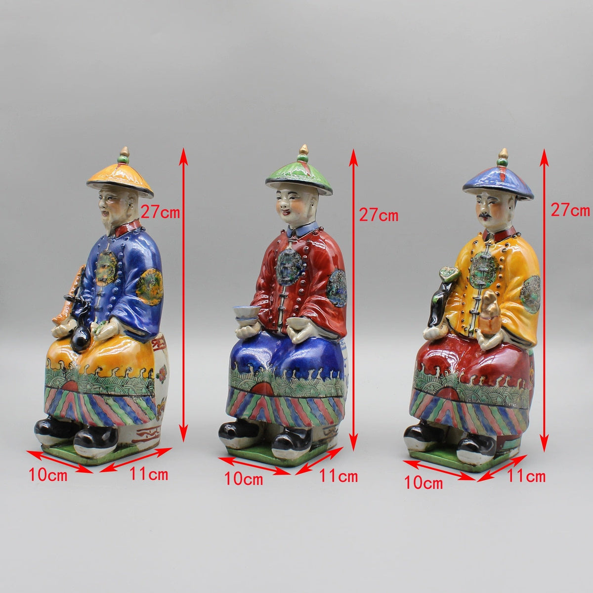 Ceramic chinese emperor statue, Hand painted ceramic figurine, Colorful porcelain, Home decoration acacuss