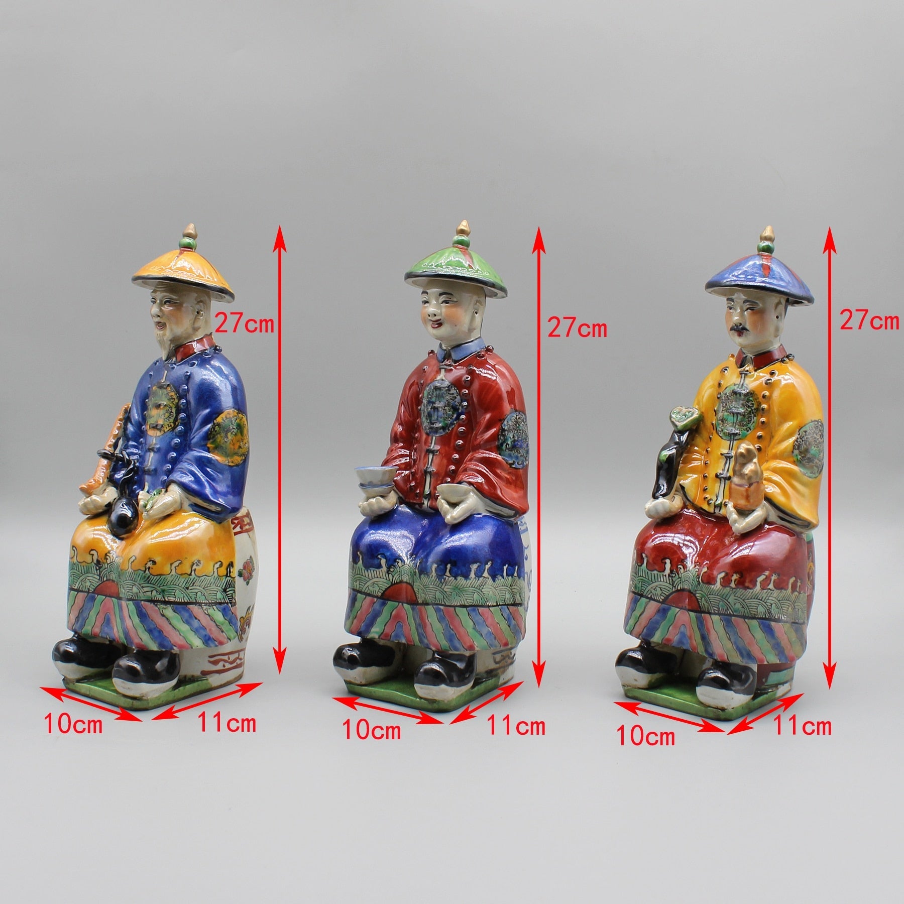 Ceramic chinese emperor statue, Hand painted ceramic figurine, Colorful porcelain, Home decoration acacuss