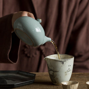 Ceramic kyusu teapot with wooden Side handle I Japanese Ceramic Teapot acacuss