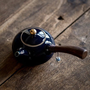 Ceramic kyusu teapot with wooden Side handle I Japanese Ceramic Teapot acacuss