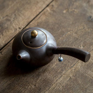 Ceramic kyusu teapot with wooden Side handle I Japanese Ceramic Teapot acacuss
