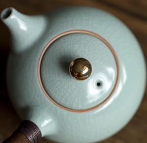 Ceramic kyusu teapot with wooden Side handle I Japanese Ceramic Teapot acacuss