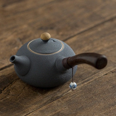 Ceramic kyusu teapot with wooden Side handle I Japanese Ceramic Teapot acacuss