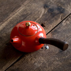 Ceramic kyusu teapot with wooden Side handle I Japanese Ceramic Teapot acacuss