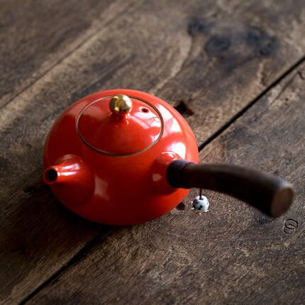 Ceramic kyusu teapot with wooden Side handle I Japanese Ceramic Teapot acacuss
