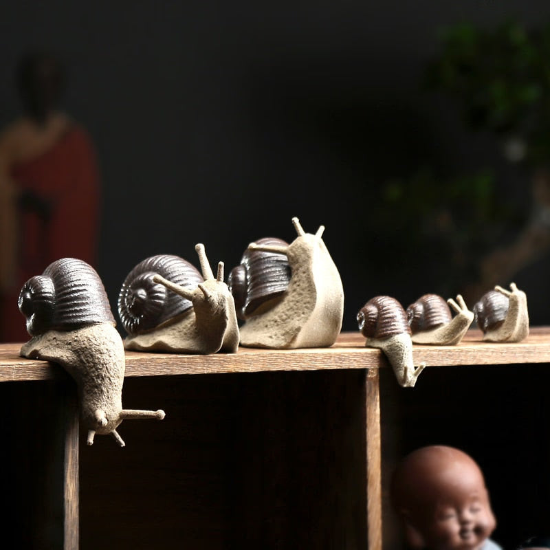 Ceramic small ornaments bonsai micro landscape creative snail gardening succulent potted plant landscaping decorative crafts acacuss