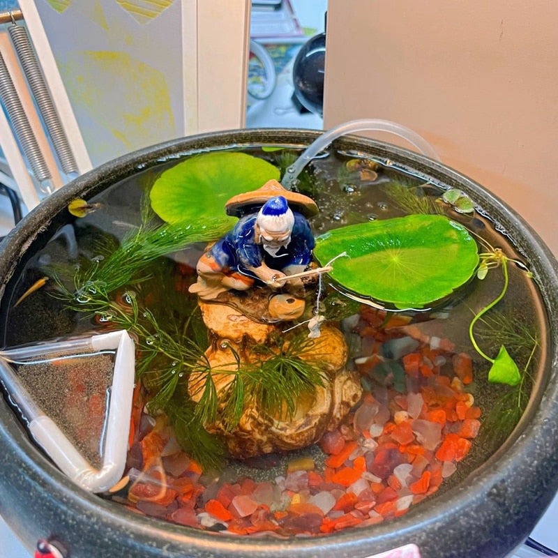 Ceramics Fisherman Boat Figurines for Aquarium Fish Tank Lanscape Bonsai Rockery Ornament Decoration Fairy Garden Home Decor acacuss