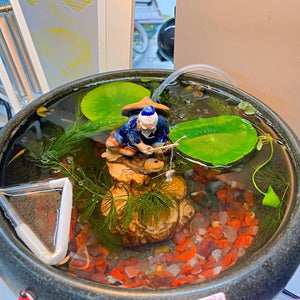 Ceramics Fisherman Boat Figurines for Aquarium Fish Tank Lanscape Bonsai Rockery Ornament Decoration Fairy Garden Home Decor acacuss
