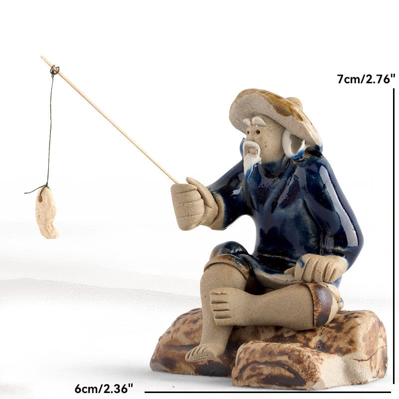 Ceramics Fisherman Boat Figurines for Aquarium Fish Tank Lanscape Bonsai Rockery Ornament Decoration Fairy Garden Home Decor acacuss