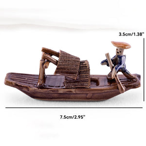 Ceramics Fisherman Boat Figurines for Aquarium Fish Tank Lanscape Bonsai Rockery Ornament Decoration Fairy Garden Home Decor acacuss