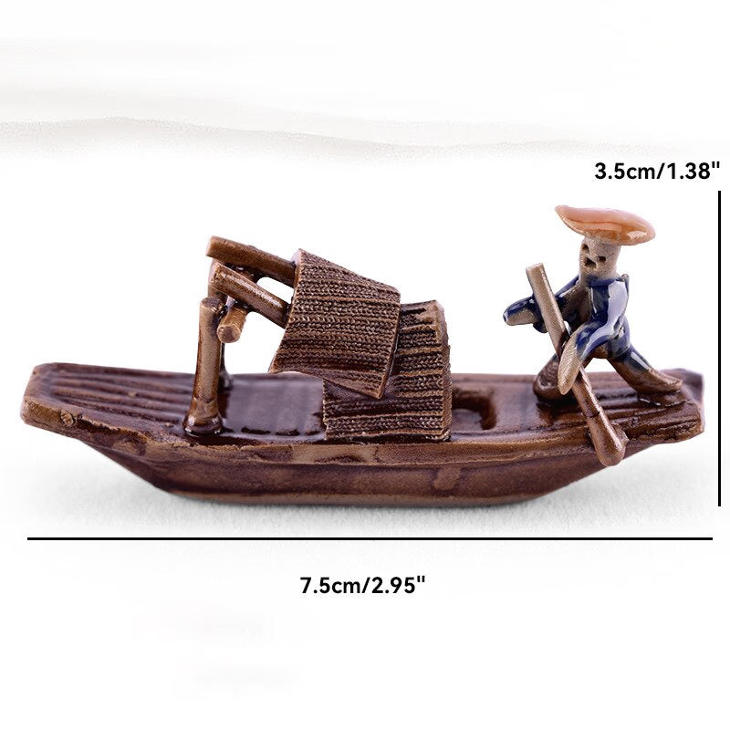 Ceramics Fisherman Boat Figurines for Aquarium Fish Tank Lanscape Bonsai Rockery Ornament Decoration Fairy Garden Home Decor acacuss