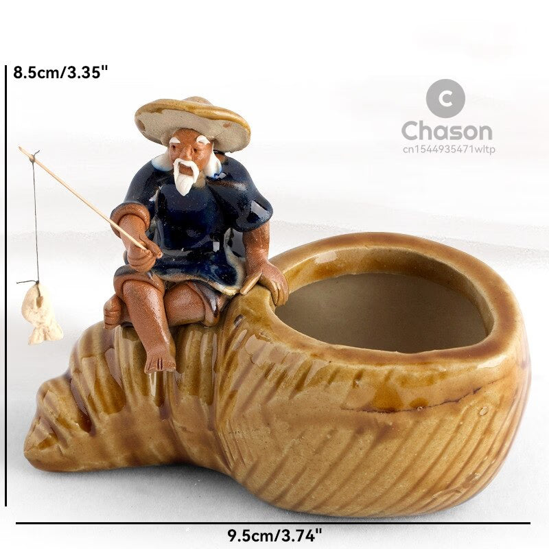 Ceramics Fisherman Boat Figurines for Aquarium Fish Tank Lanscape Bonsai Rockery Ornament Decoration Fairy Garden Home Decor acacuss