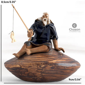 Ceramics Fisherman Boat Figurines for Aquarium Fish Tank Lanscape Bonsai Rockery Ornament Decoration Fairy Garden Home Decor acacuss