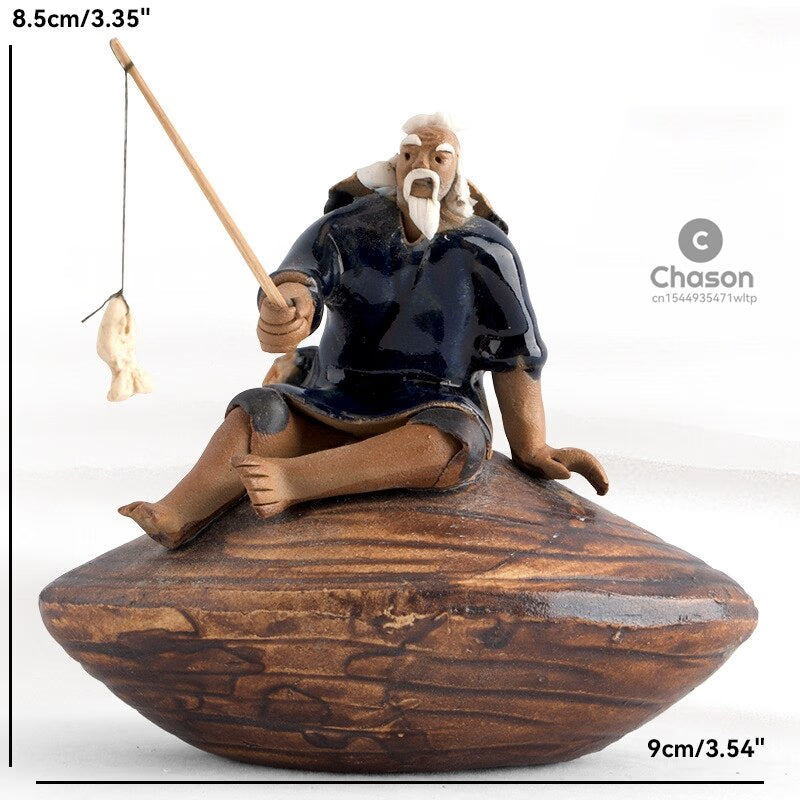 Ceramics Fisherman Boat Figurines for Aquarium Fish Tank Lanscape Bonsai Rockery Ornament Decoration Fairy Garden Home Decor acacuss