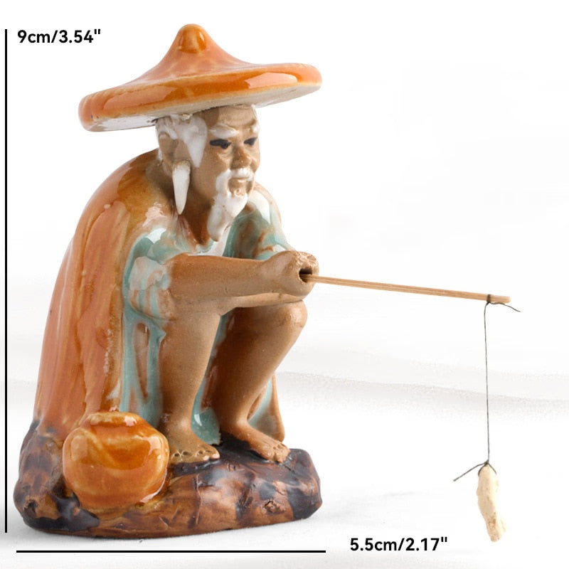 Ceramics Fisherman Boat Figurines for Aquarium Fish Tank Lanscape Bonsai Rockery Ornament Decoration Fairy Garden Home Decor acacuss