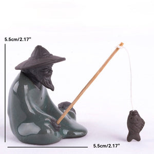 Ceramics Fisherman Boat Figurines for Aquarium Fish Tank Lanscape Bonsai Rockery Ornament Decoration Fairy Garden Home Decor acacuss