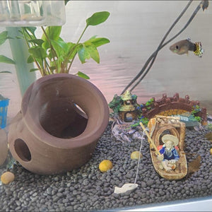 Ceramics Fisherman Boat Figurines for Aquarium Fish Tank Lanscape Bonsai Rockery Ornament Decoration Fairy Garden Home Decor acacuss