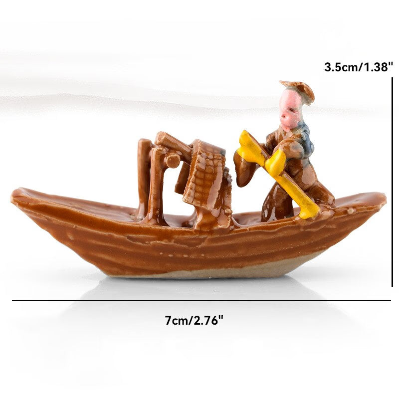 Ceramics Fisherman Boat Figurines for Aquarium Fish Tank Lanscape Bonsai Rockery Ornament Decoration Fairy Garden Home Decor acacuss