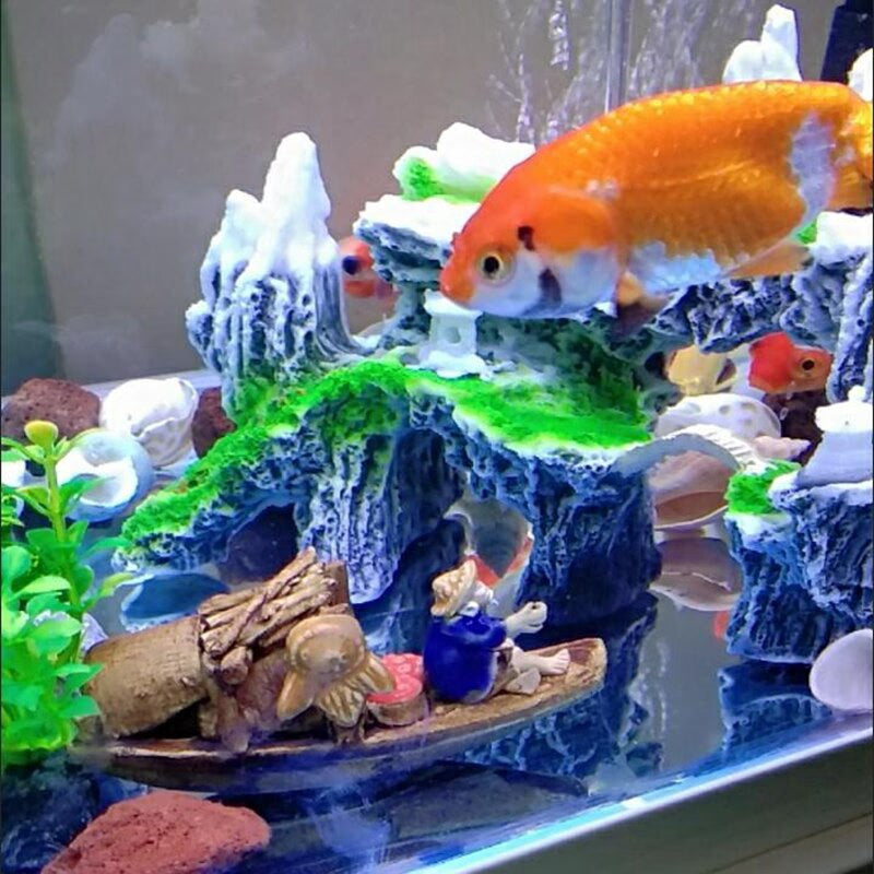 Ceramics Fisherman Boat Figurines for Aquarium Fish Tank Lanscape Bonsai Rockery Ornament Decoration Fairy Garden Home Decor acacuss