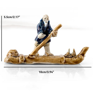 Ceramics Fisherman Boat Figurines for Aquarium Fish Tank Lanscape Bonsai Rockery Ornament Decoration Fairy Garden Home Decor acacuss