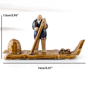 Ceramics Fisherman Boat Figurines for Aquarium Fish Tank Lanscape Bonsai Rockery Ornament Decoration Fairy Garden Home Decor acacuss
