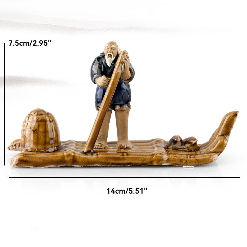 Ceramics Fisherman Boat Figurines for Aquarium Fish Tank Lanscape Bonsai Rockery Ornament Decoration Fairy Garden Home Decor acacuss