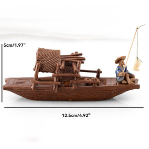 Ceramics Fisherman Boat Figurines for Aquarium Fish Tank Lanscape Bonsai Rockery Ornament Decoration Fairy Garden Home Decor acacuss