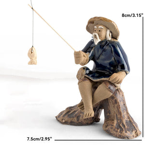 Ceramics Fisherman Boat Figurines for Aquarium Fish Tank Lanscape Bonsai Rockery Ornament Decoration Fairy Garden Home Decor acacuss