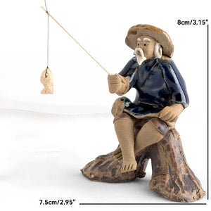 Ceramics Fisherman Boat Figurines for Aquarium Fish Tank Lanscape Bonsai Rockery Ornament Decoration Fairy Garden Home Decor acacuss