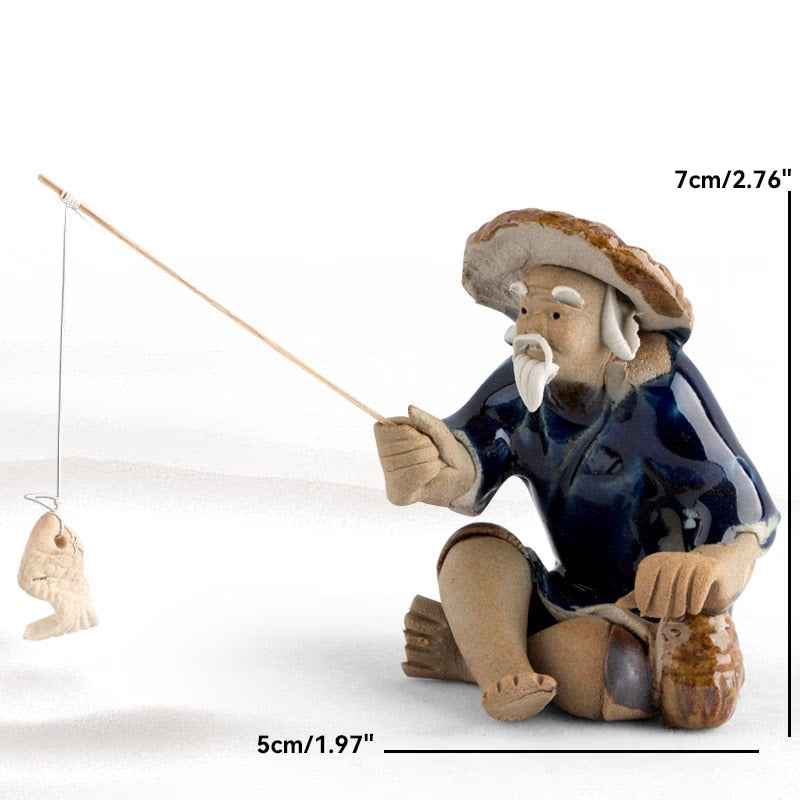 Ceramics Fisherman Boat Figurines for Aquarium Fish Tank Lanscape Bonsai Rockery Ornament Decoration Fairy Garden Home Decor acacuss