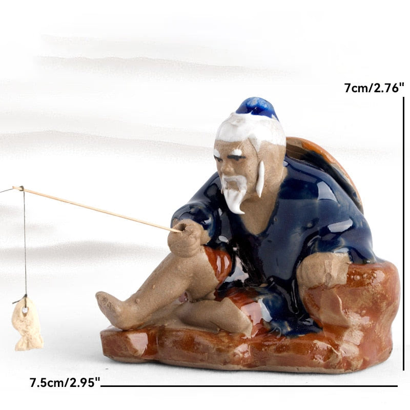 Ceramics Fisherman Boat Figurines for Aquarium Fish Tank Lanscape Bonsai Rockery Ornament Decoration Fairy Garden Home Decor acacuss