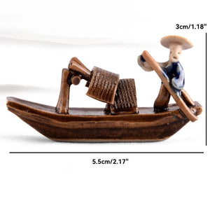 Ceramics Fisherman Boat Figurines for Aquarium Fish Tank Lanscape Bonsai Rockery Ornament Decoration Fairy Garden Home Decor acacuss