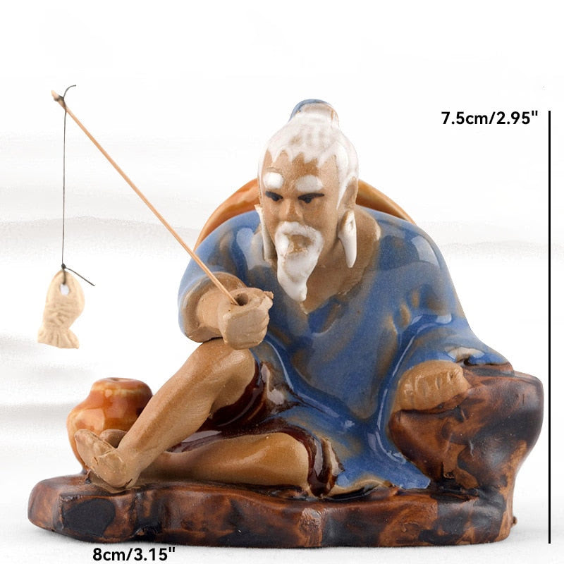 Ceramics Fisherman Boat Figurines for Aquarium Fish Tank Lanscape Bonsai Rockery Ornament Decoration Fairy Garden Home Decor acacuss