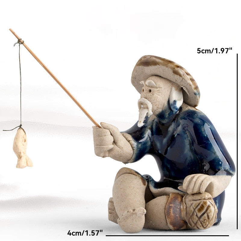 Ceramics Fisherman Boat Figurines for Aquarium Fish Tank Lanscape Bonsai Rockery Ornament Decoration Fairy Garden Home Decor acacuss
