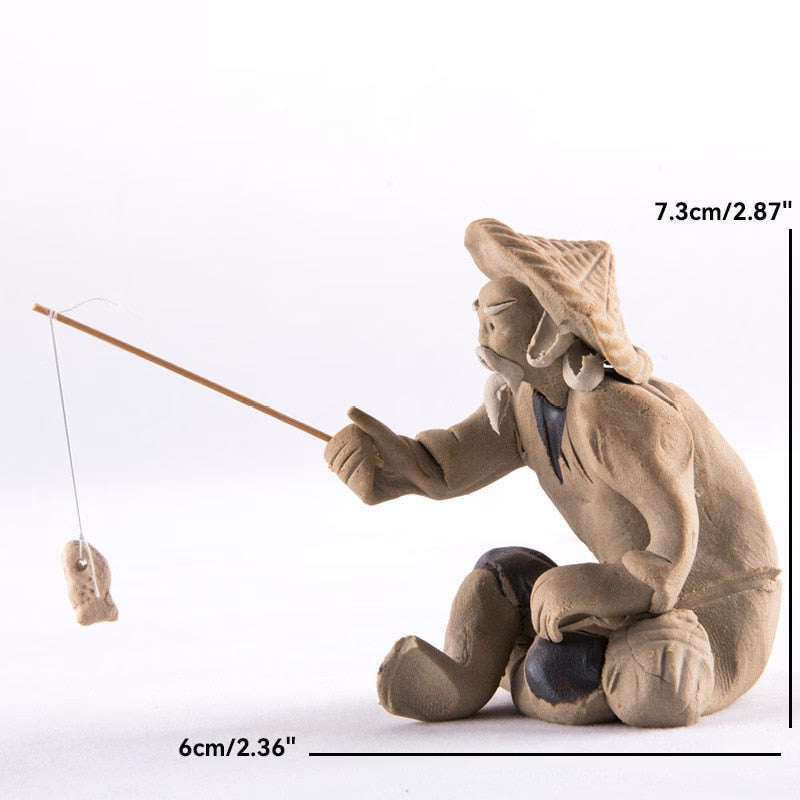 Ceramics Fisherman Boat Figurines for Aquarium Fish Tank Lanscape Bonsai Rockery Ornament Decoration Fairy Garden Home Decor acacuss