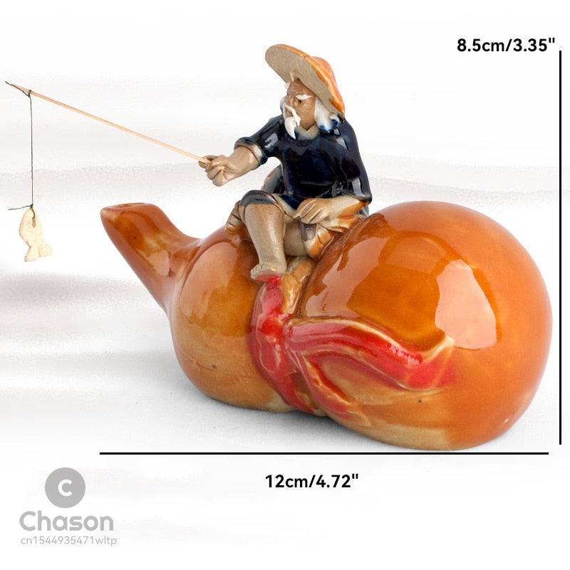 Ceramics Fisherman Boat Figurines for Aquarium Fish Tank Lanscape Bonsai Rockery Ornament Decoration Fairy Garden Home Decor acacuss