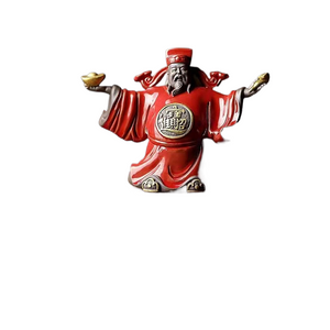 Ceramics God of Fortune Character statue ornament， Chinese-style home living room porch office lucky Buddha statue acacuss