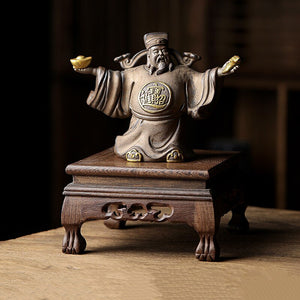 Ceramics God of Fortune Character statue ornament， Chinese-style home living room porch office lucky Buddha statue acacuss
