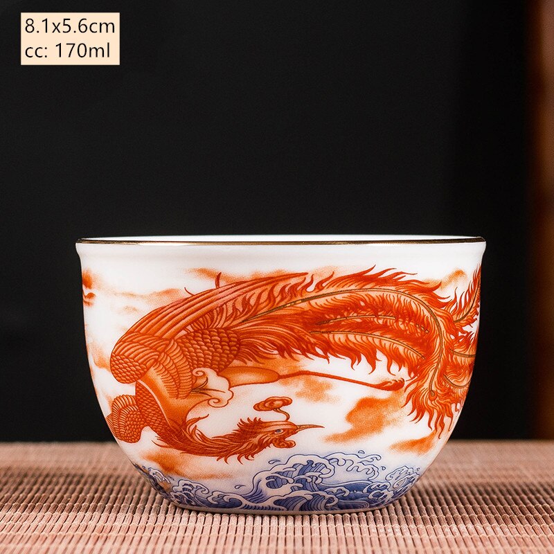 Ceramics Sancai Gaiwan Bowl Dragon and Phoenix Master Cup Tea Cup Handmade Enamel Color Tea Bowl High-end Respect Tea Set acacuss