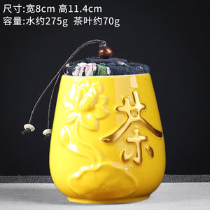 Ceramics Sealed Jar Tea Caddy Tea Box Storage Tank Tea Organizer Candy Jar Food Container Storage Box Tea Can Decorative Jars acacuss