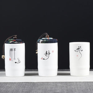 Ceramics Sealed Jar Tea Caddy Tea Box Storage Tank Tea Organizer Candy Jar Food Container Storage Box Tea Can Decorative Jars acacuss
