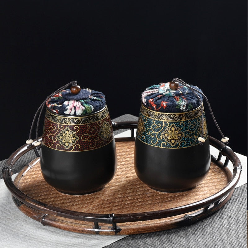 Ceramics Sealed Jar Tea Caddy Tea Box Storage Tank Tea Organizer Candy Jar Food Container Storage Box Tea Can Decorative Jars acacuss