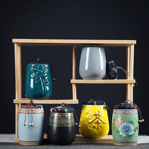 Ceramics Sealed Jar Tea Caddy Tea Box Storage Tank Tea Organizer Candy Jar Food Container Storage Box Tea Can Decorative Jars acacuss